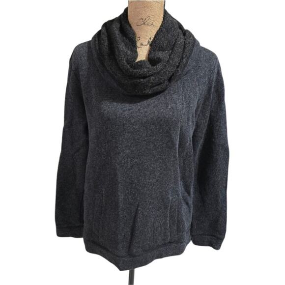 J. Crew Wool Blend Cozy Charcoal Cowl Neck Sweater Size Large‎ - Picture 1 of 7